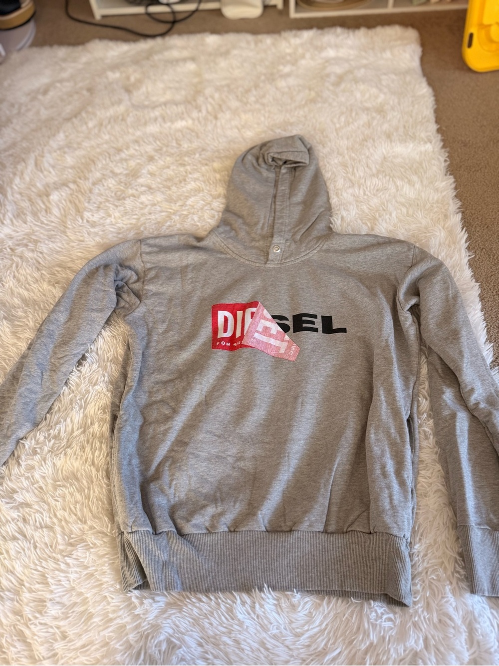 Diesel Gray Crewneck Hoodie with Red & Black Logo